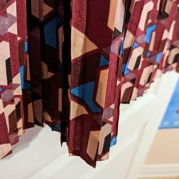 MARK pleated midi skirt abstract geometric graphic XS @G - Picture 4 of 8